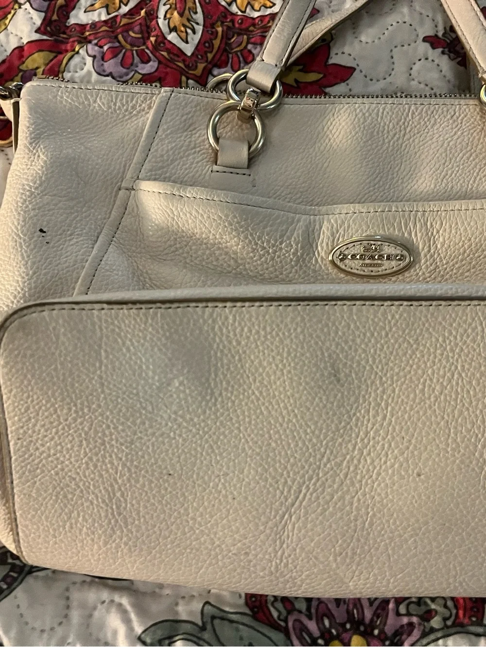 Women’s White Coach Leather Purse Handbag Shoulder Bag 2014-16 Designer